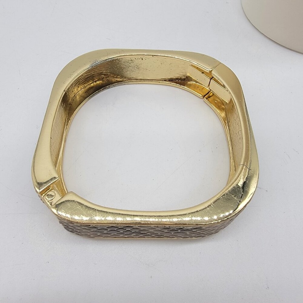 Snakeskin Print Bracelet Square Hinged Bracelet Clamper Bangle - Picture 3 of 6